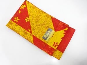 未使用品　斜め縞に花模様織り出し　浴衣帯